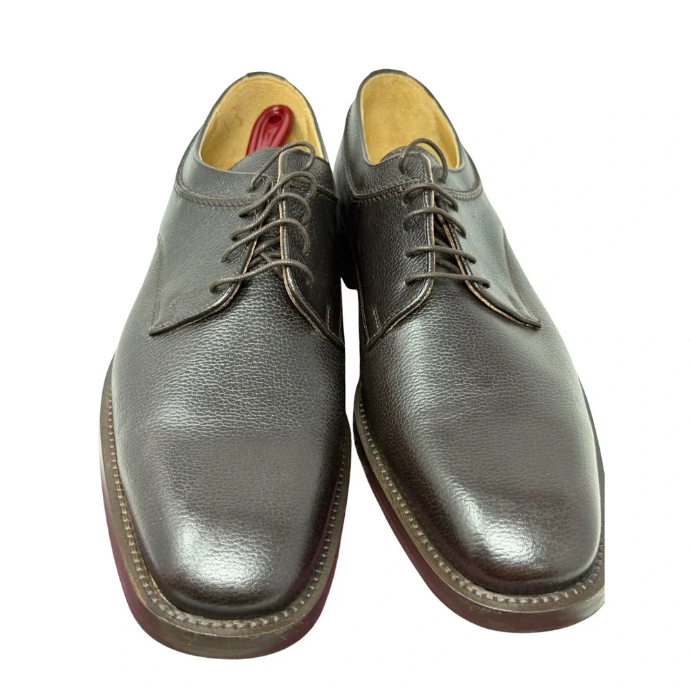 ET Wright Dark Chocolate Brown Pebble Leather Derby Shoes‎ 12 AA
